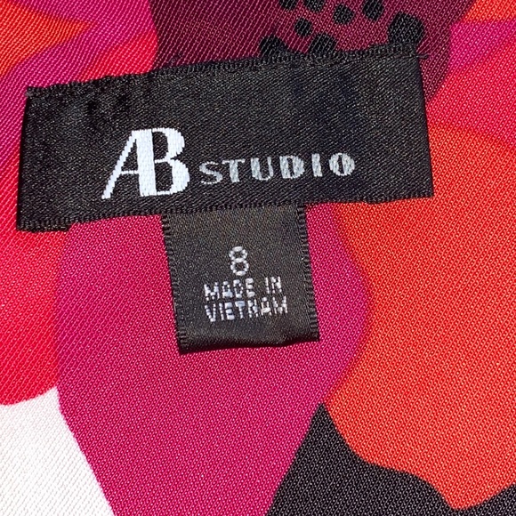 AB Studio red black white sleeveless floral dress - Picture 3 of 4